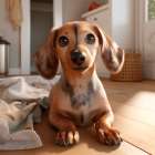 Dachshund puppy close-up Art Print